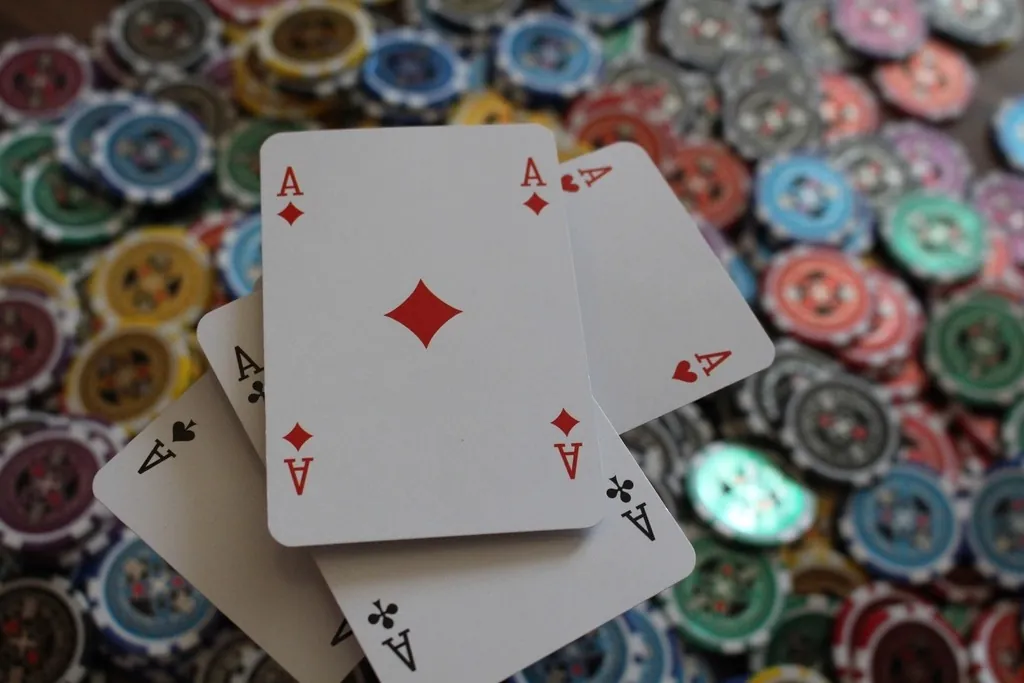 Casino chips stacked at the table