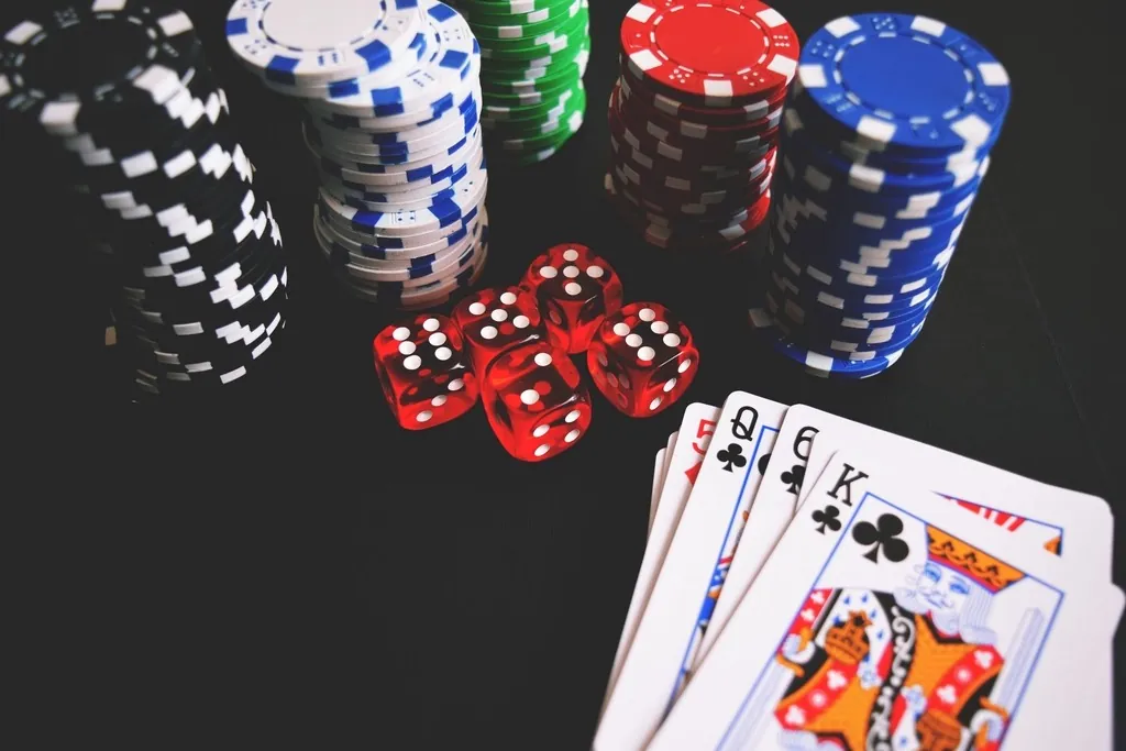 Chips and cards laid out on the table