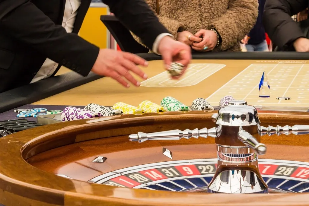 Casino chips stacked at the table
