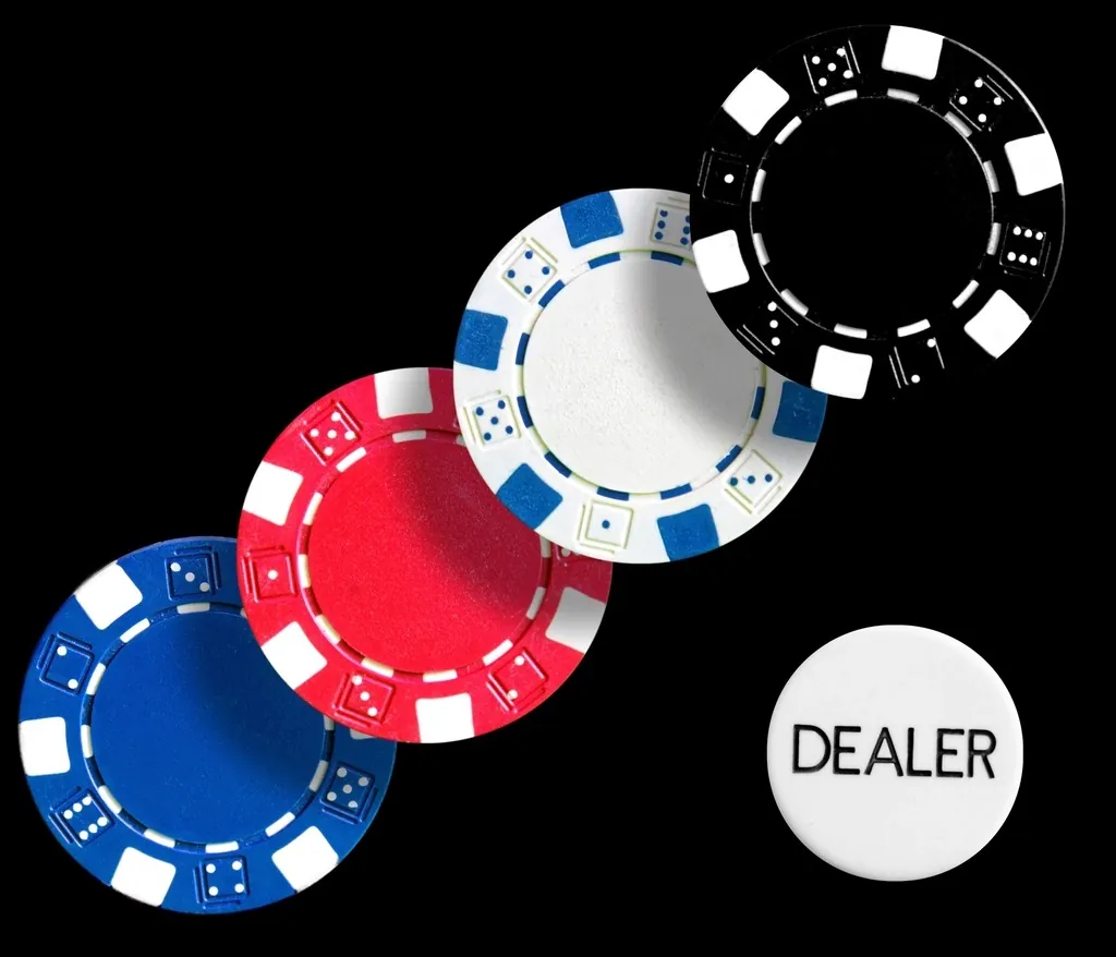 Casino chips stacked at the table