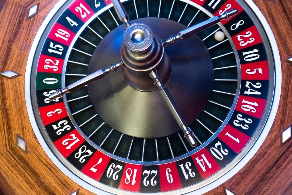 Roulette wheel and the ball in the track