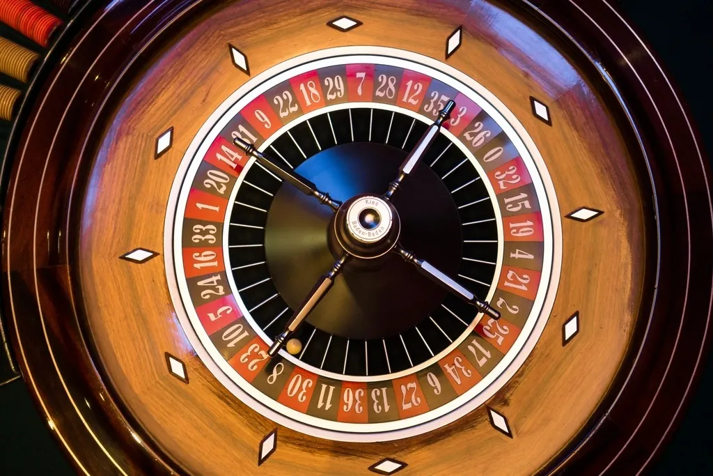 Roulette wheel and the ball in the track