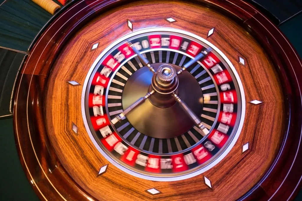 Roulette wheel mid-spin