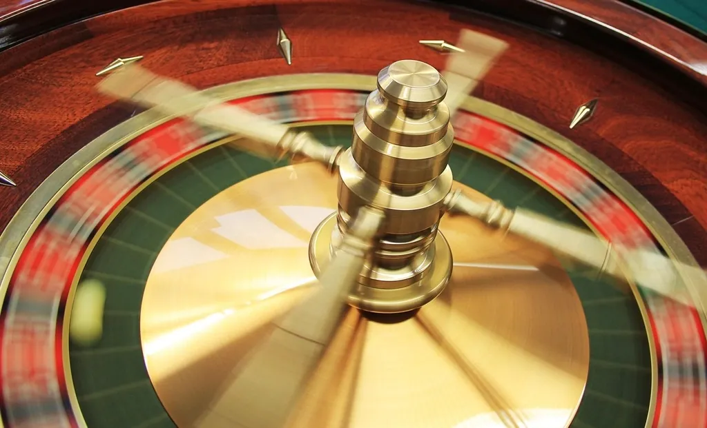 Roulette wheel and the ball in the track