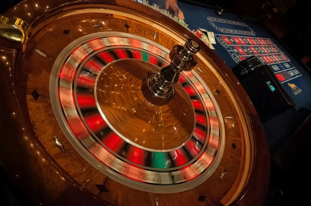 Roulette wheel mid-spin