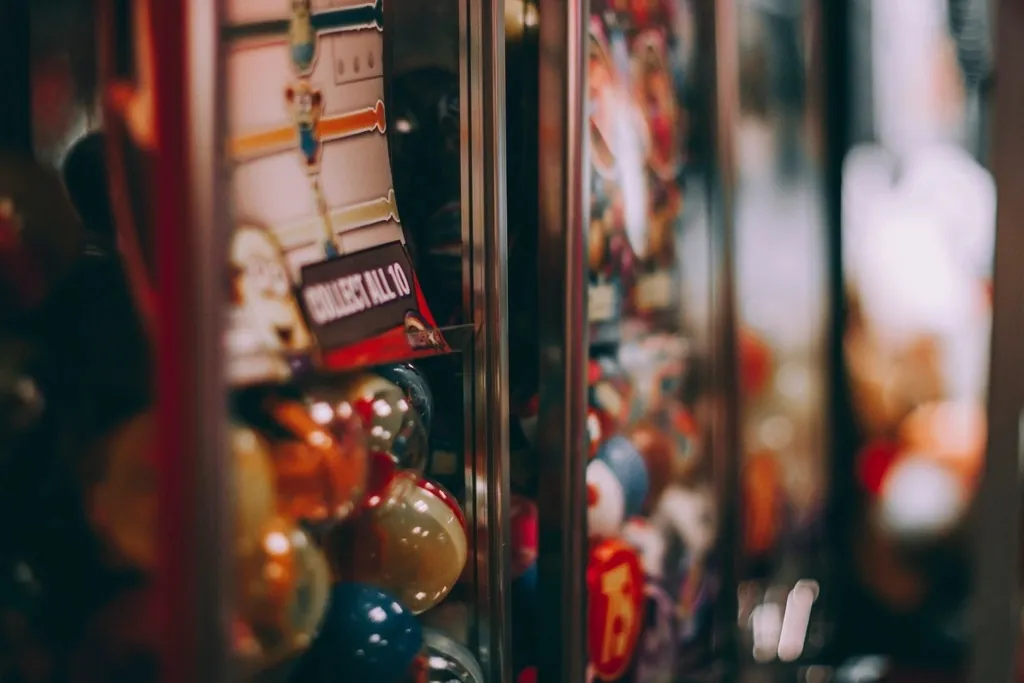 A row of slot machines on the casino floor