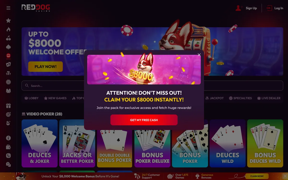 Red Dog games lobby screenshot