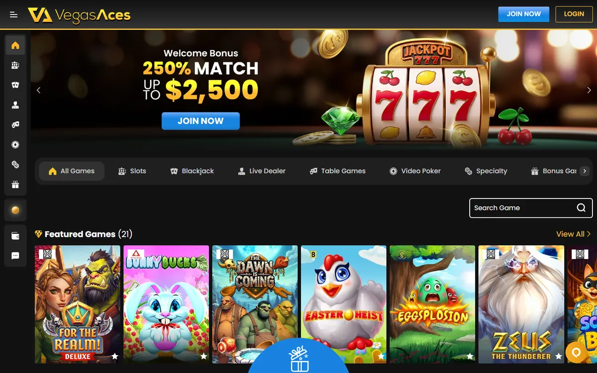 Vegas Aces casino lobby screenshot