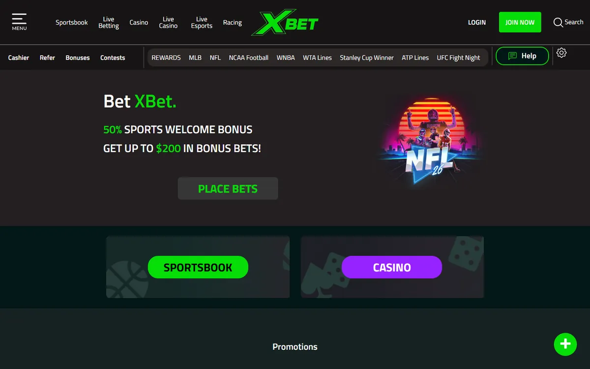Xbet home page screenshot