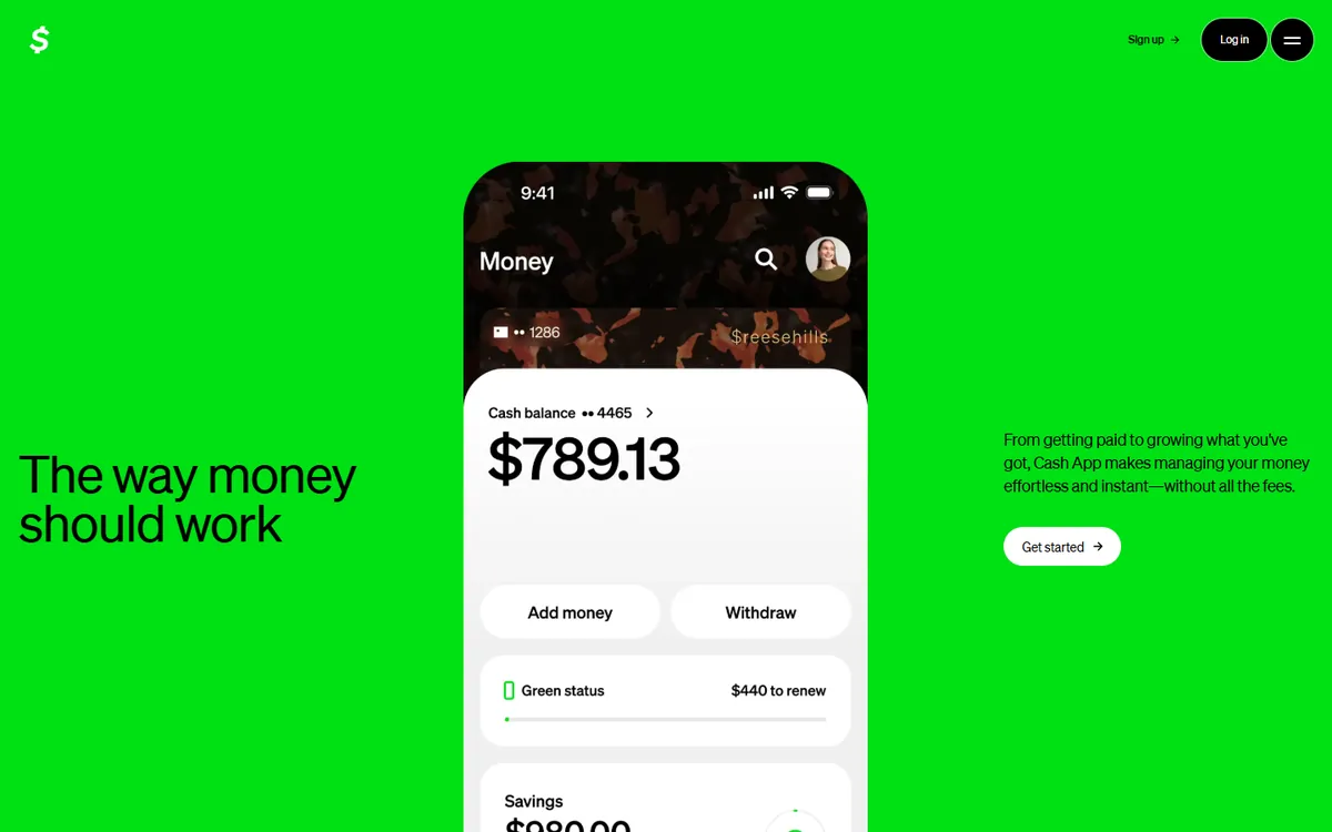 Cash App website screenshot