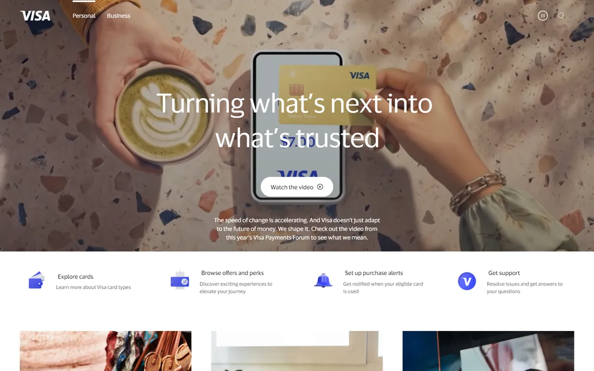 Visa website screenshot