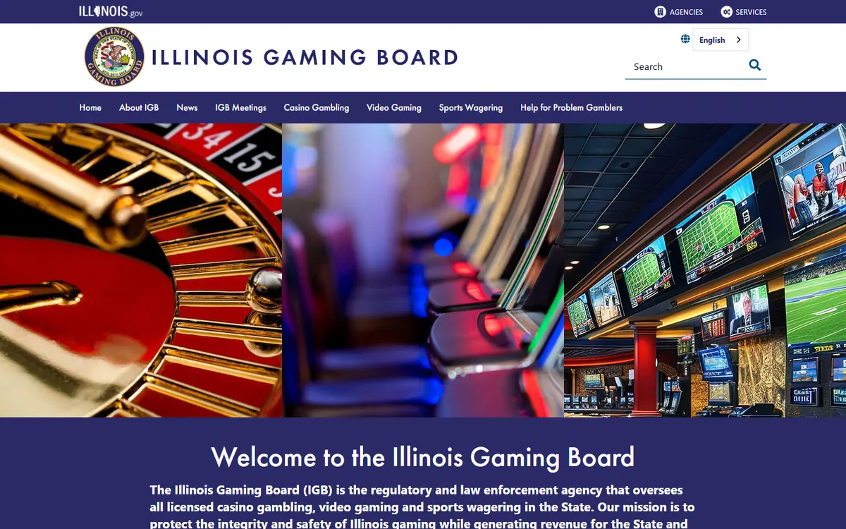 The Illinois gaming regulator website screenshot
