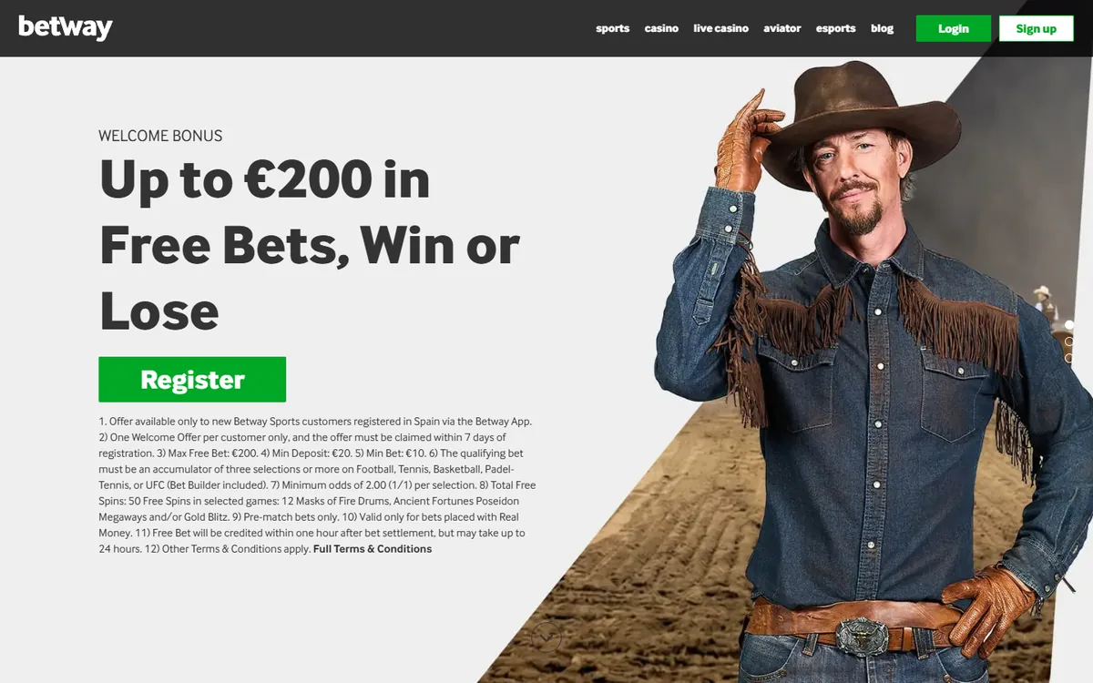 Betway website screenshot