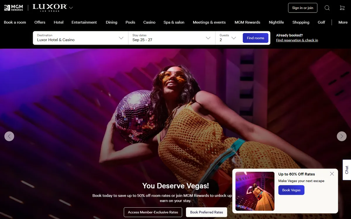Luxor website screenshot