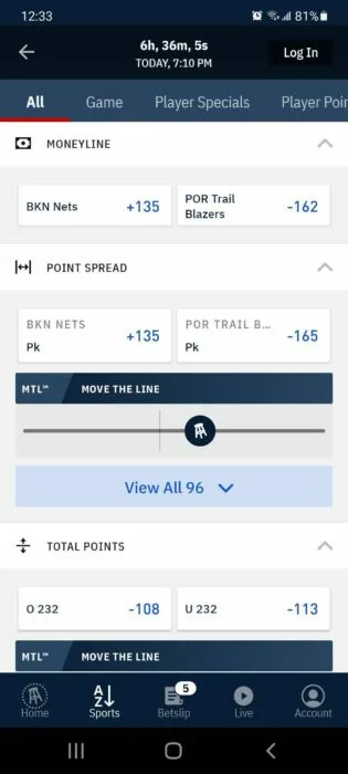 Barstool Sportsbook App Move the Line Feature