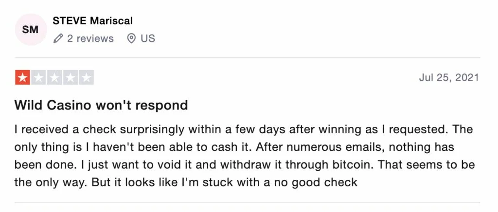 Wild Casino cashier with crypto options