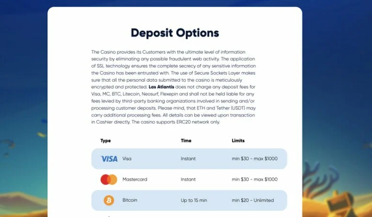Las Atlantis Banking Options