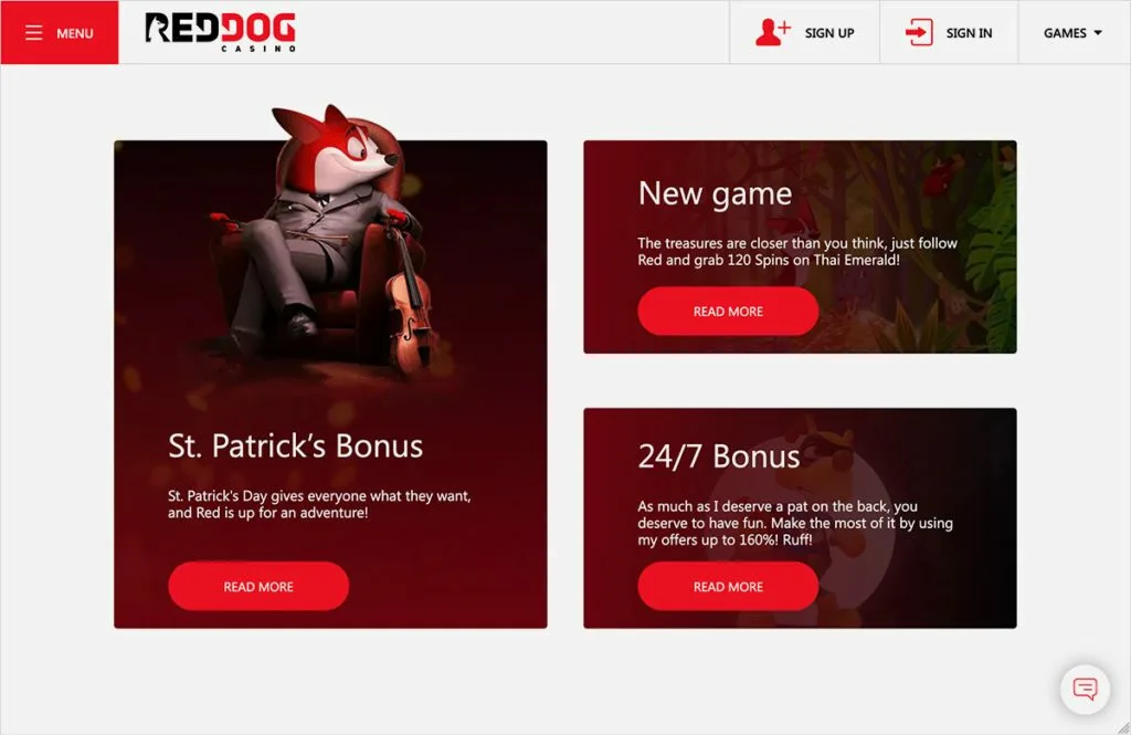 Red dog bonuses screenshot