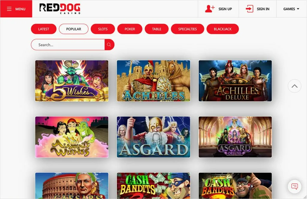 Red dog games screenshot